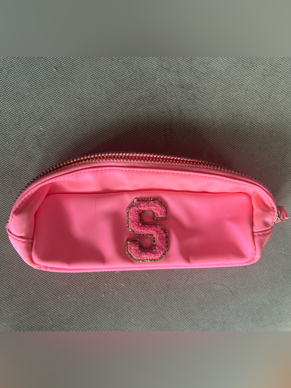 Stoney Clover Lane Hot Pink Quilted Zip Pouch with Decorative Patches